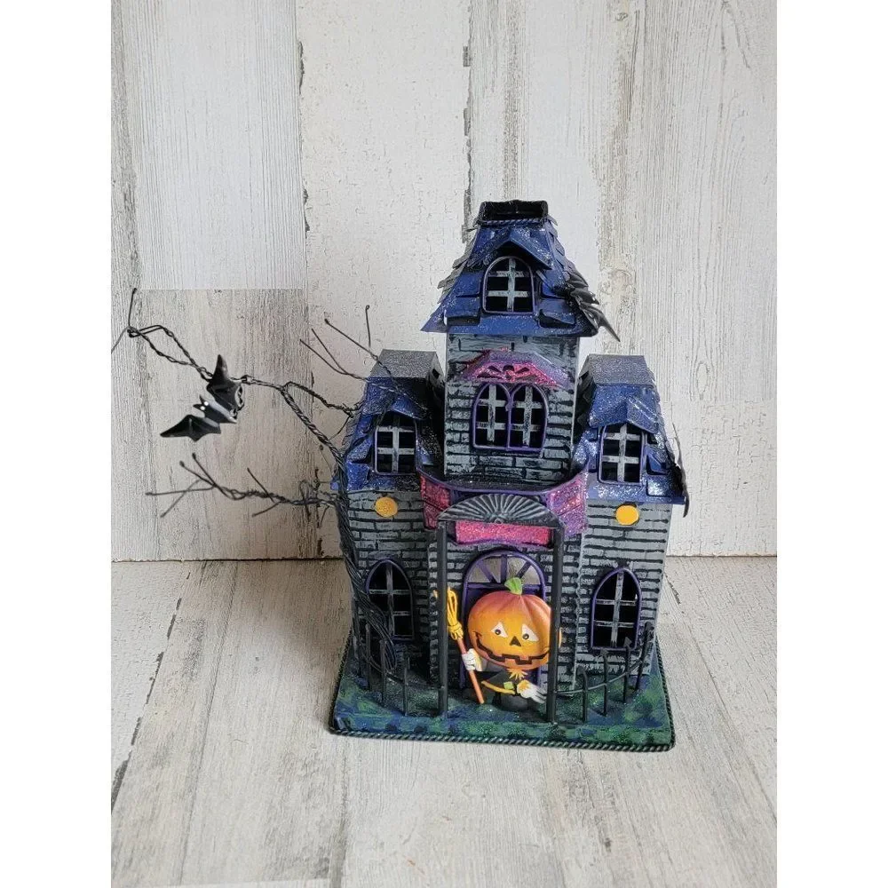 Jack-o lantern haunted house‎ key light holder bat glitter spooky Halloween prop